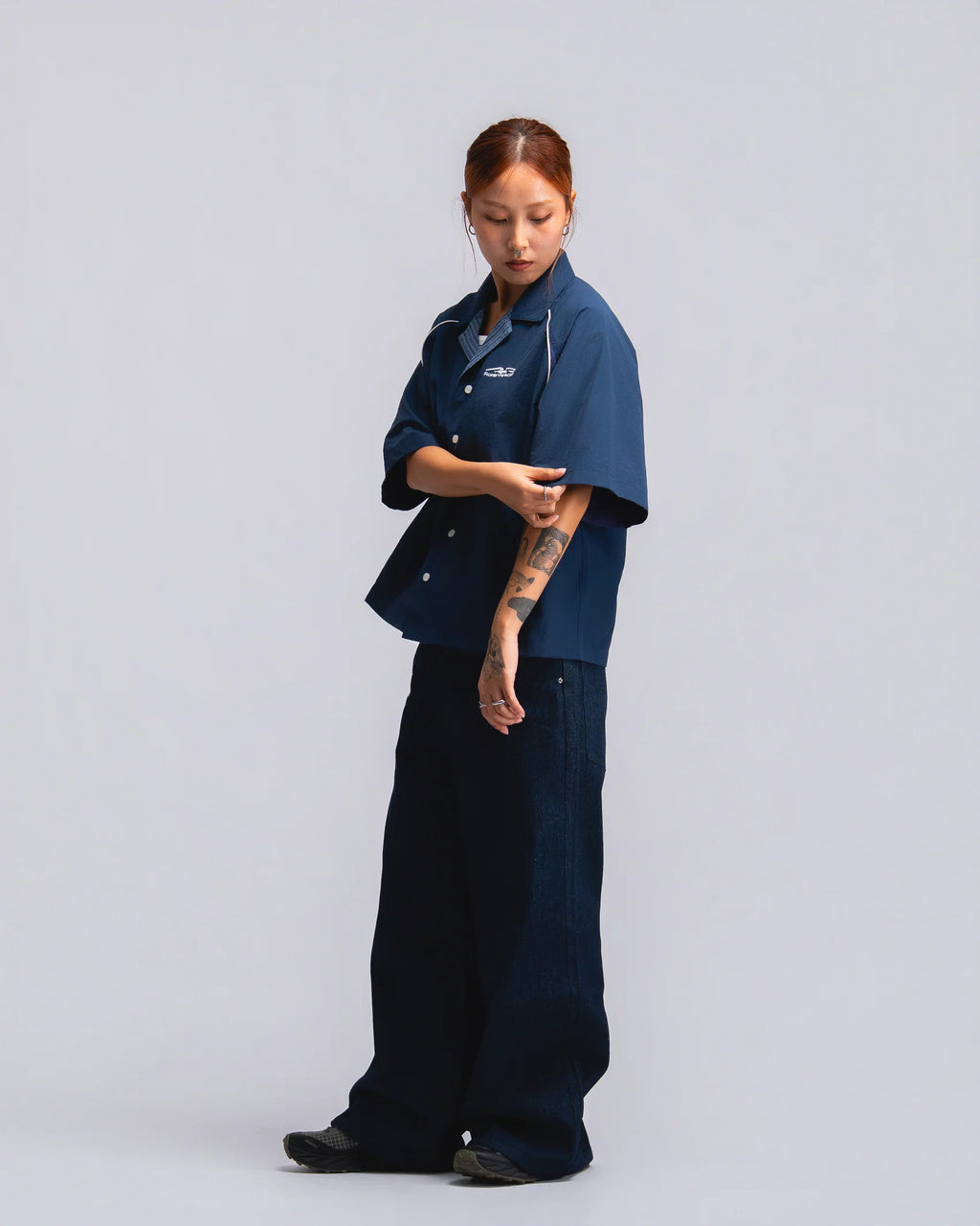 Papa Contrast Boxy Shirt Navy