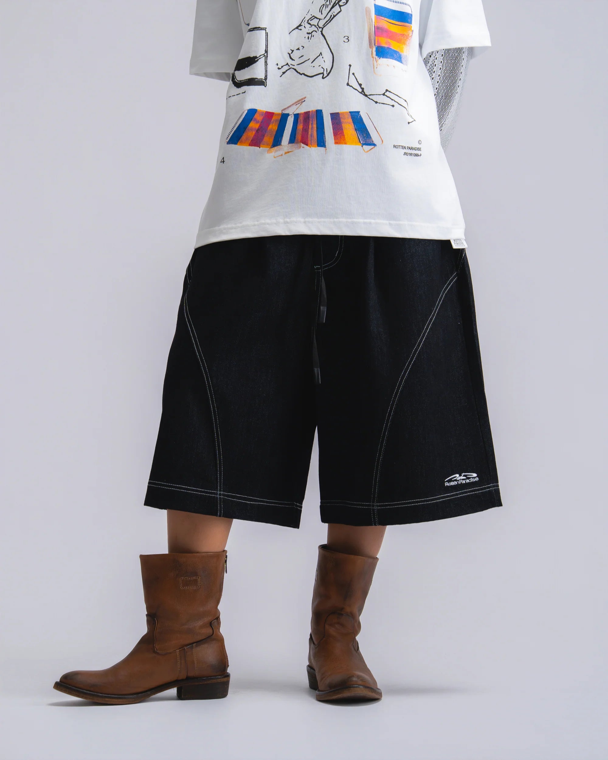 Drift Line Wide Fit Shorts Denim