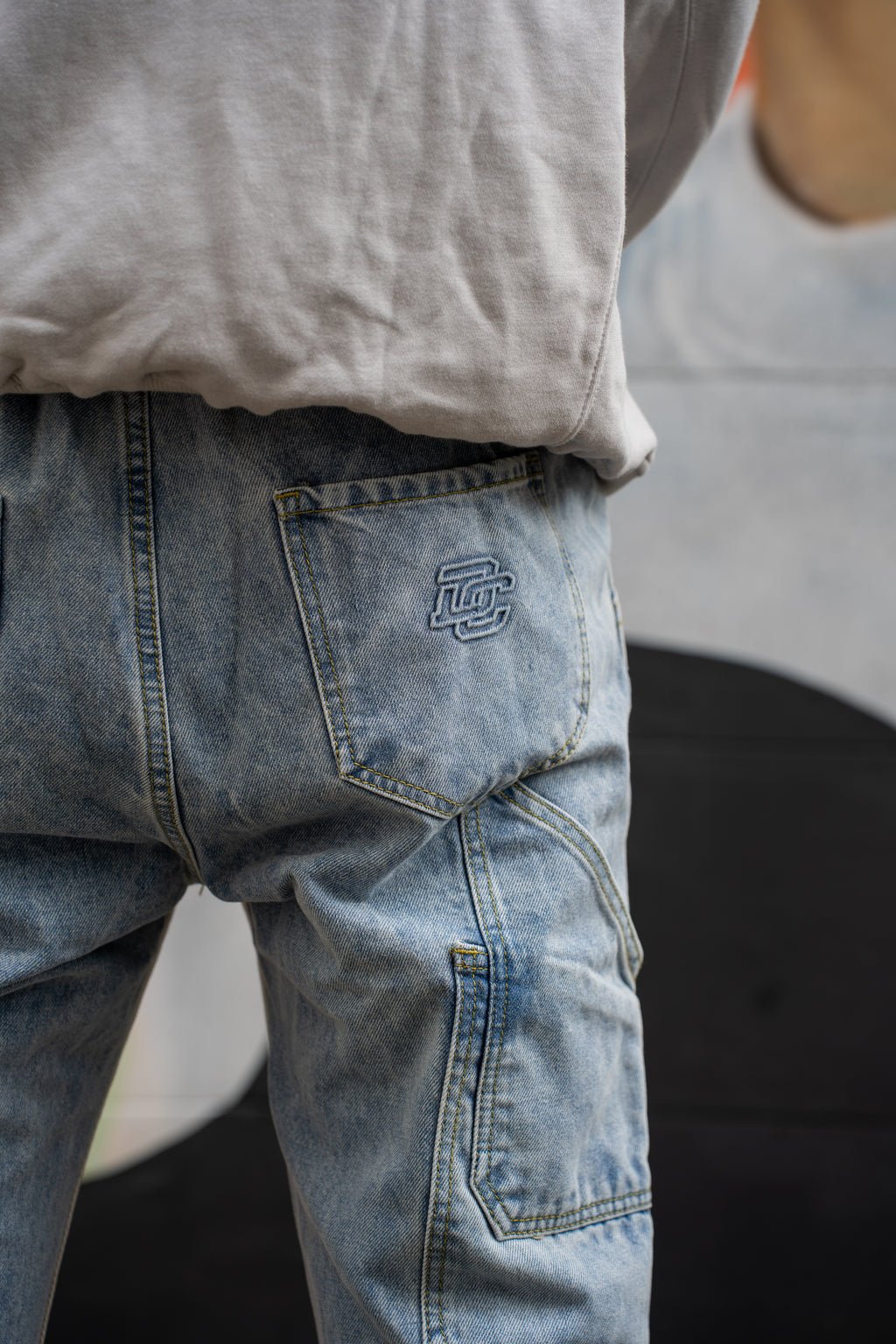 Flare Carpenter Double Knee Jeans (Blue)