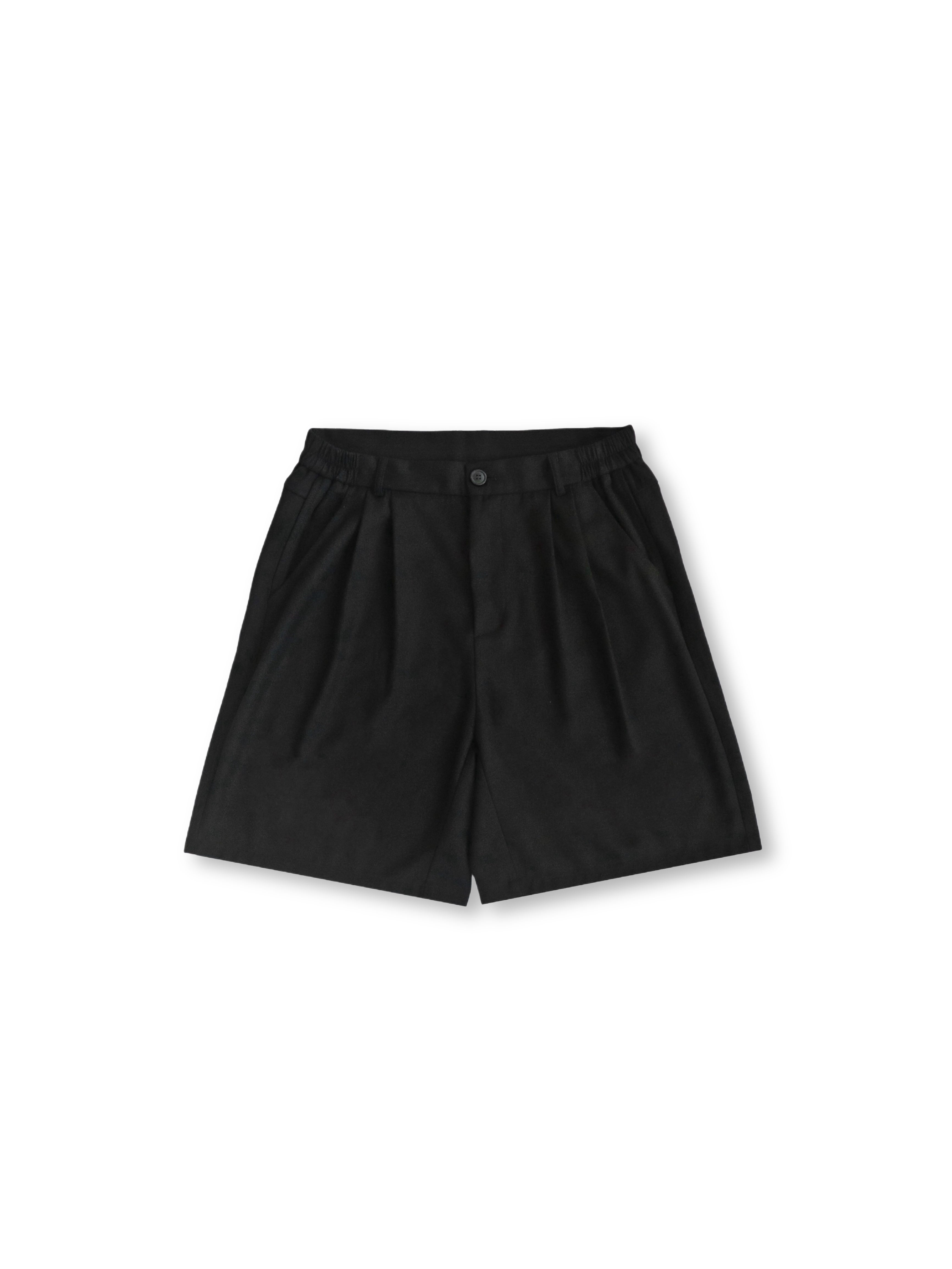 Structured Pleated Shorts - Black