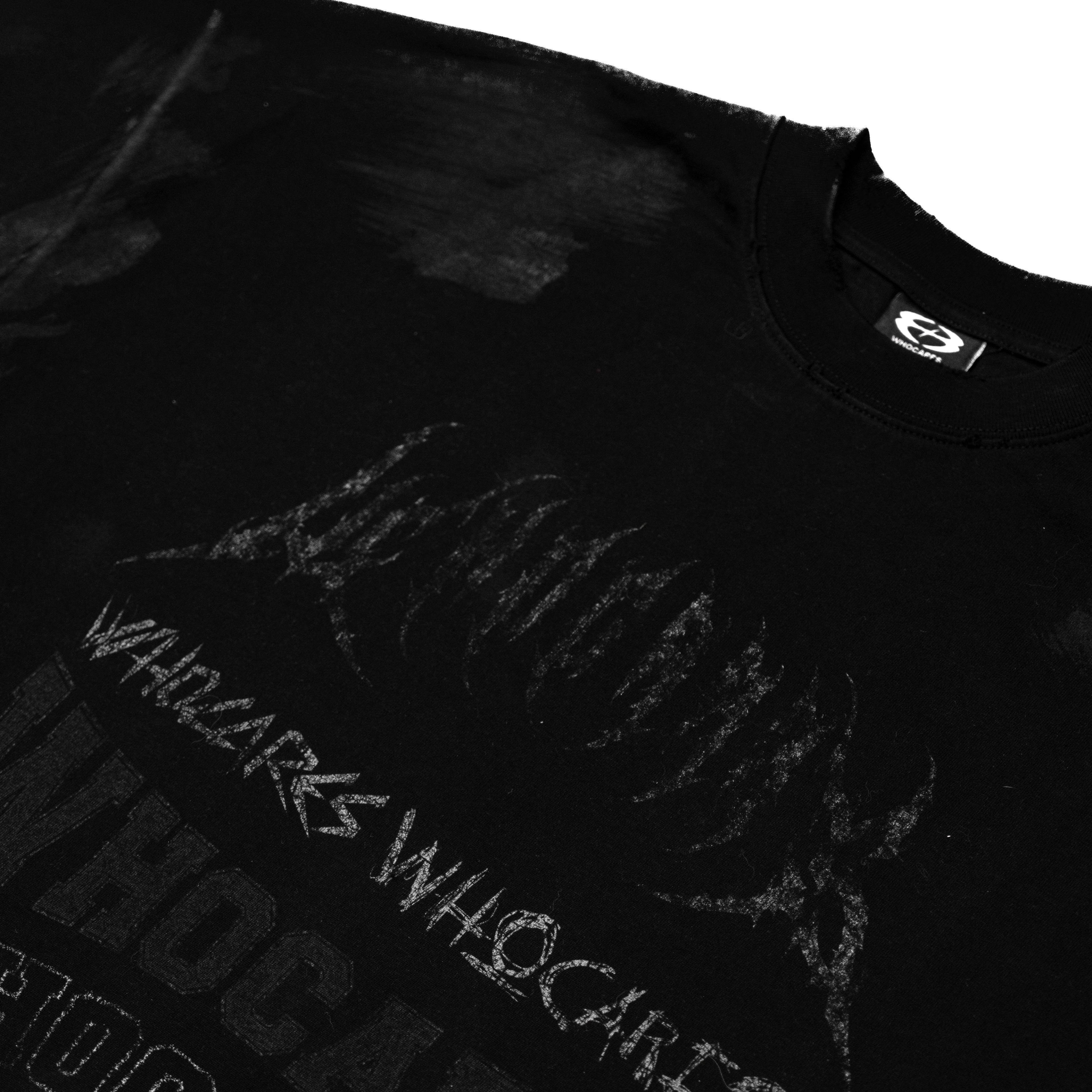 Distressed Multi Logo Tee Black