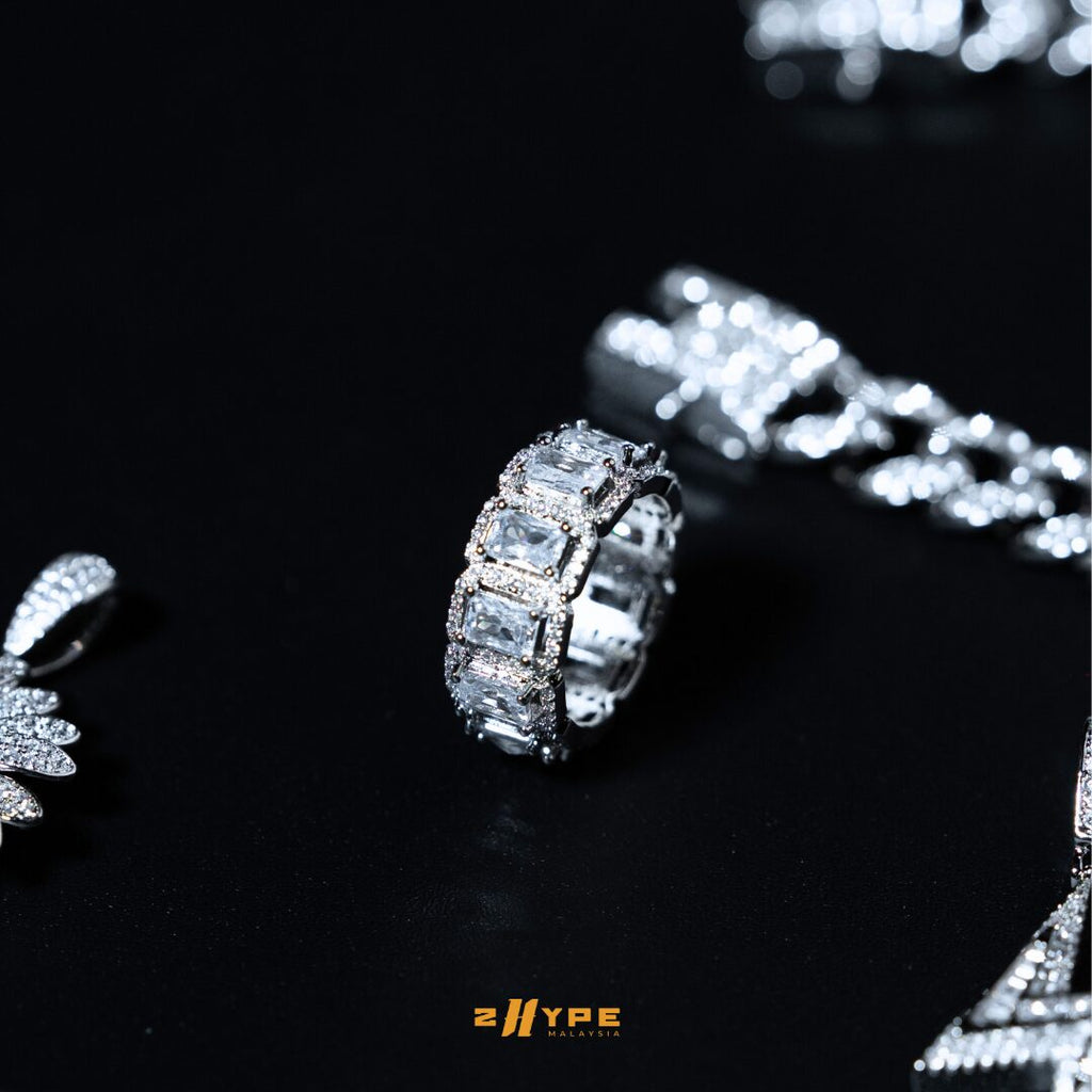 Iced-Out Prong Baguette Ring