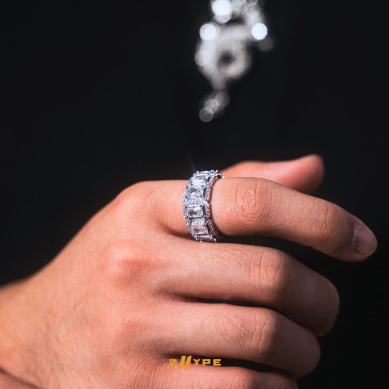 Iced-Out Prong Baguette Ring