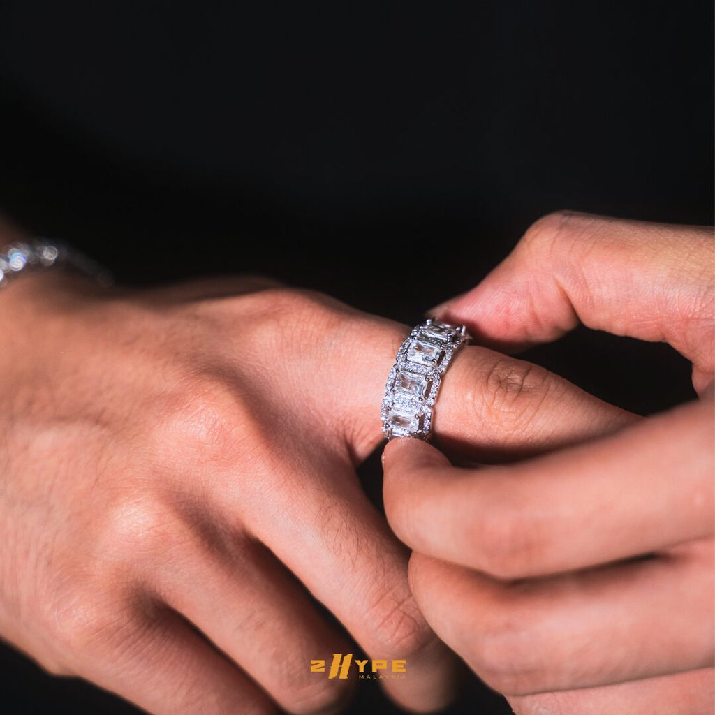 Iced-Out Prong Baguette Ring
