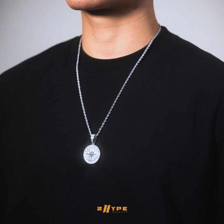 Iced-Out Compass Pendant