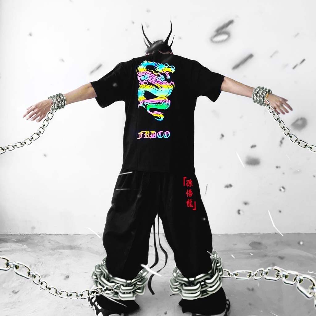 Rainbow Reflective Dragon Tee Black