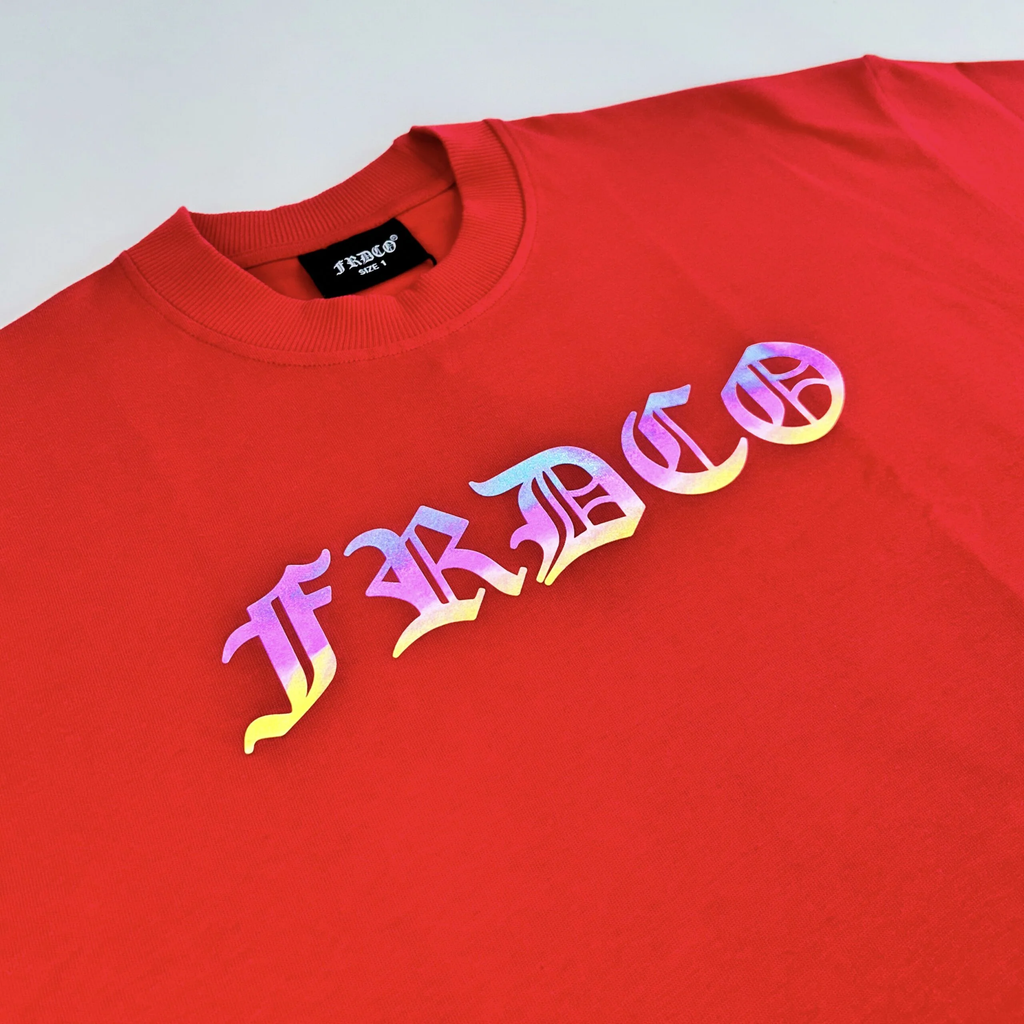 Rainbow Reflective Dragon Tee Red
