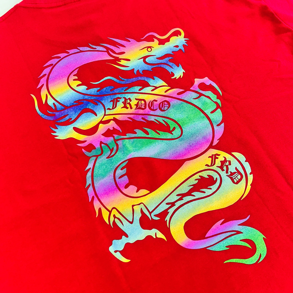 Rainbow Reflective Dragon Tee Red