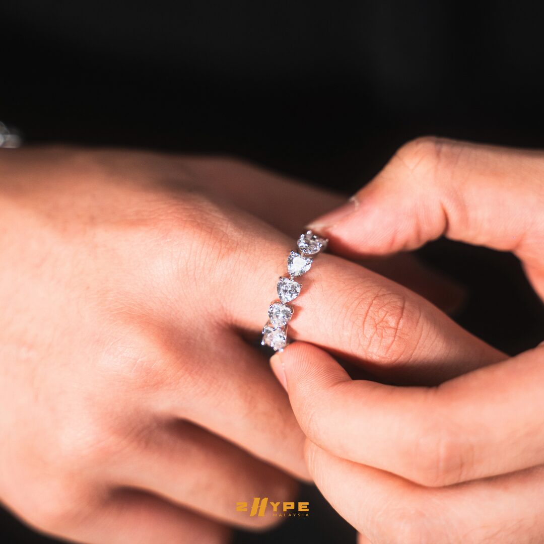 Iced-Out Heart Stone Ring