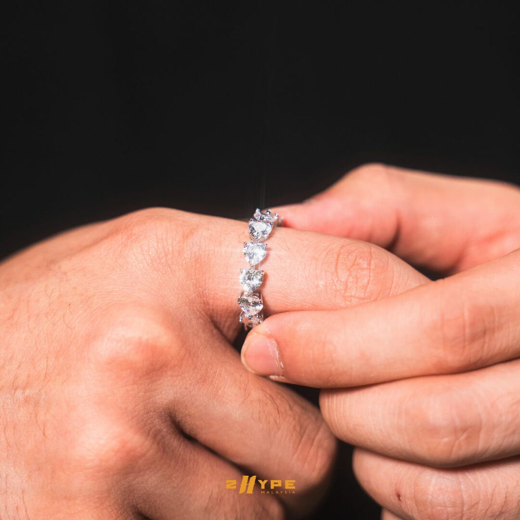 Iced-Out Heart Stone Ring