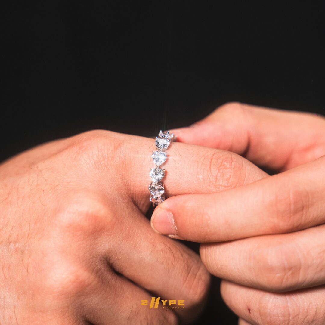 Iced-Out Heart Stone Ring