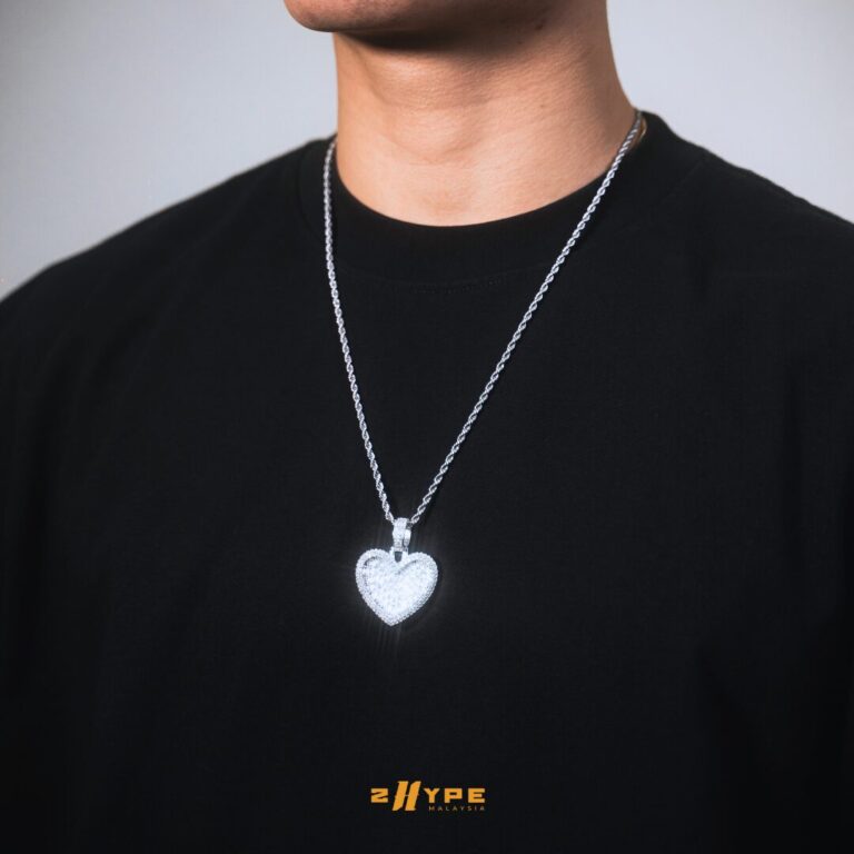 Iced-Out Baguette Heart Pendant