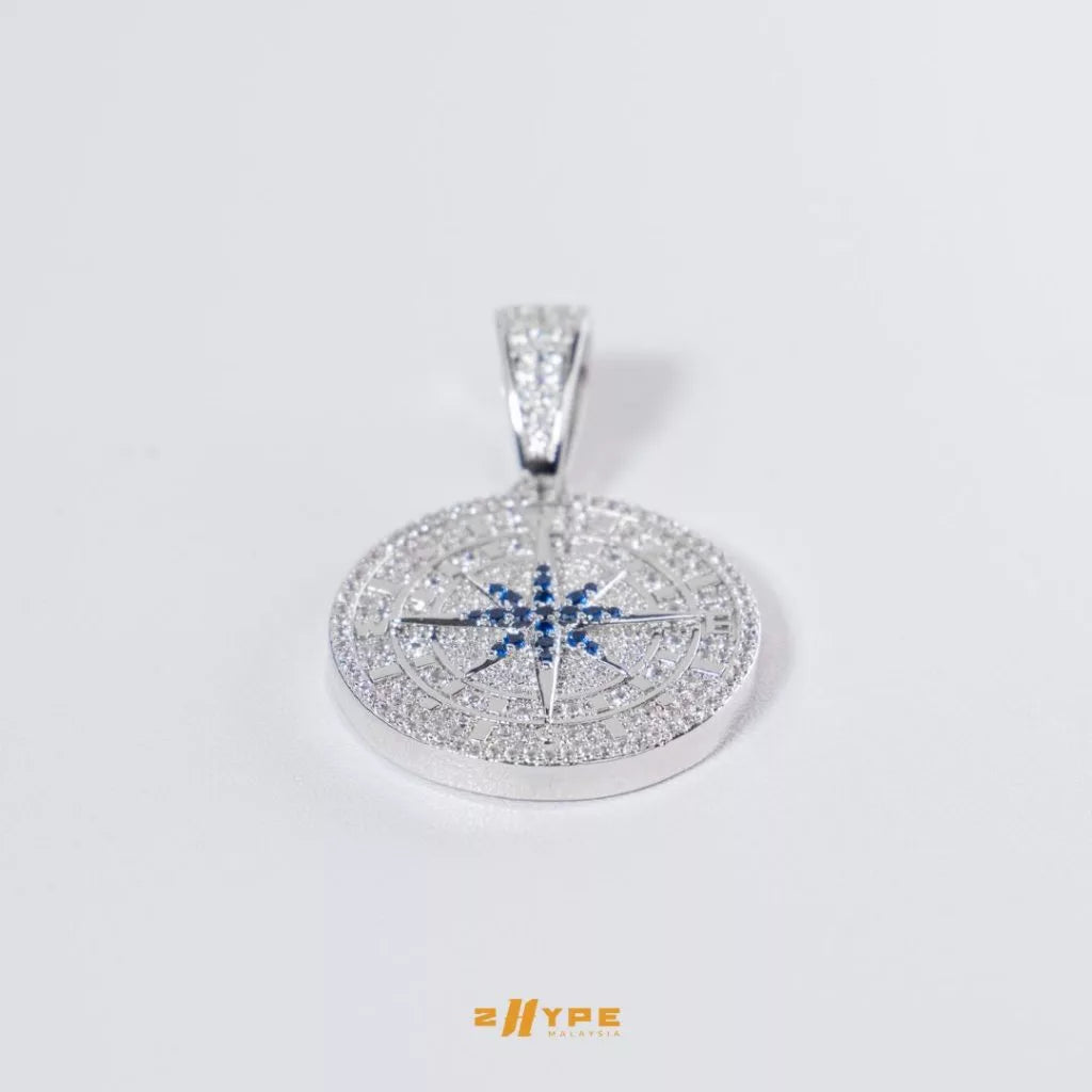 Iced-Out Compass Pendant