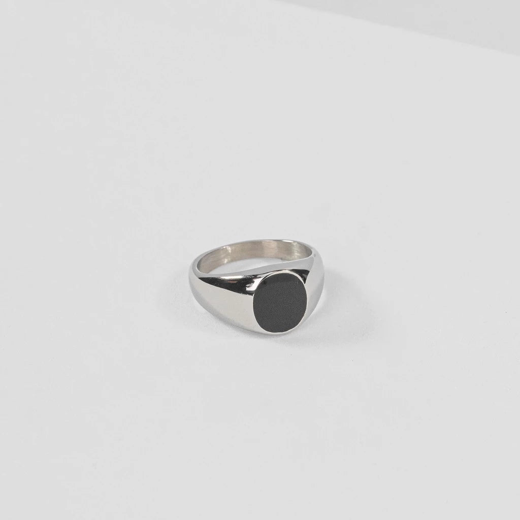 Onyx Stone Ring (Silver)