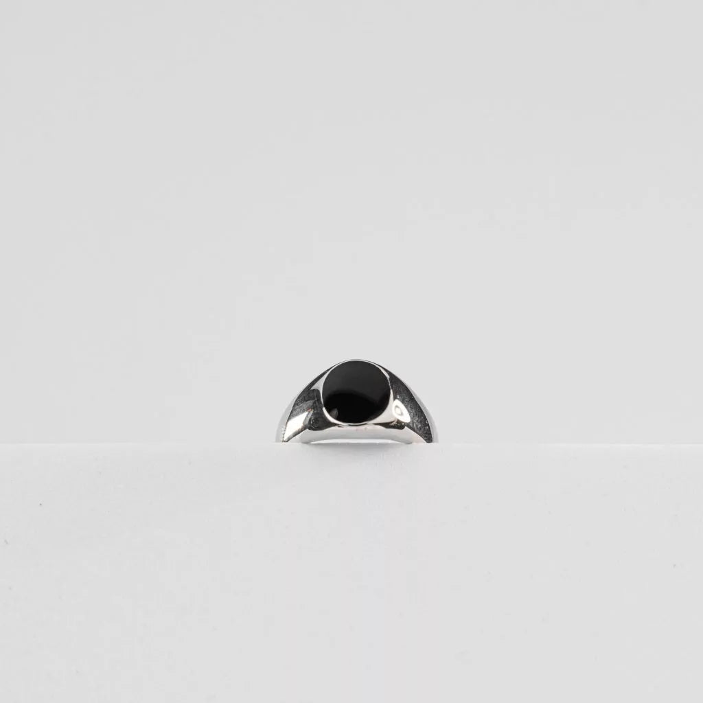 Onyx Stone Ring (Silver)