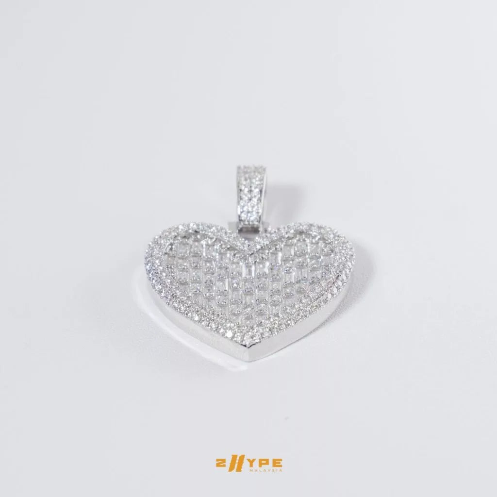 Iced-Out Baguette Heart Pendant