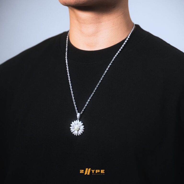 Iced-Out Sunflower Pendant