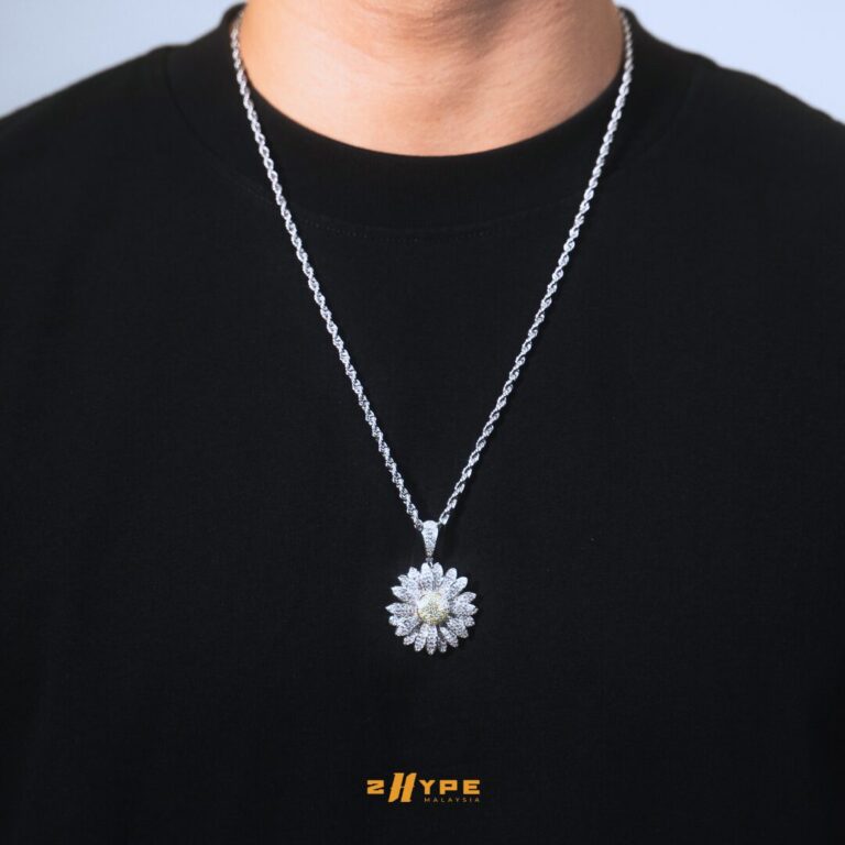 Iced-Out Sunflower Pendant